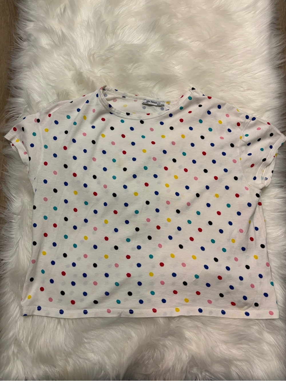 Women’s Polka Dot Short Sleeve Tee - White Multicolor